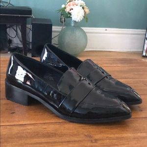 Nine West black patent loafers